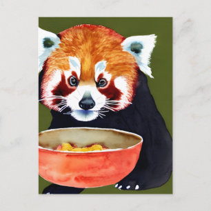 Red Panda Eating Postcard Postkarte