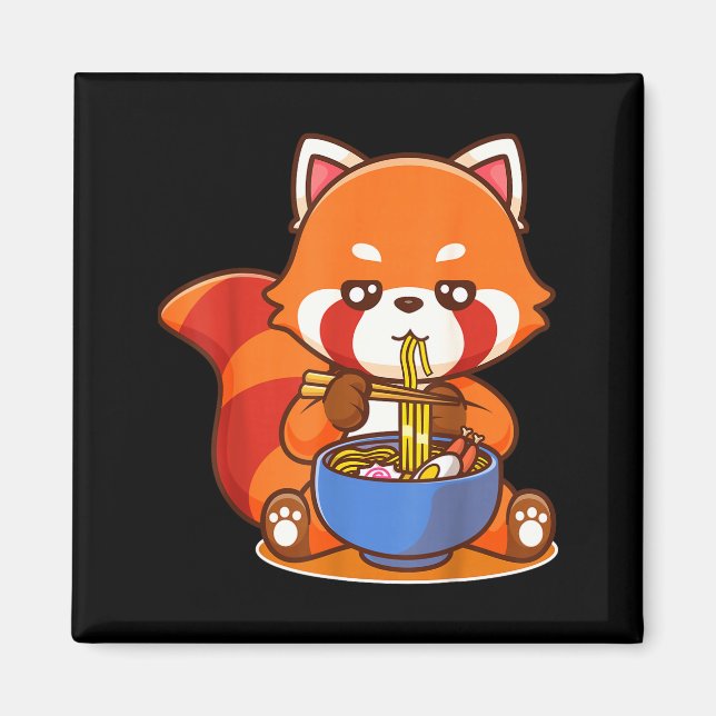 Red Panda Eating Ramen Japanese Soup Zoo Animal Zo Magnet (Vorne)