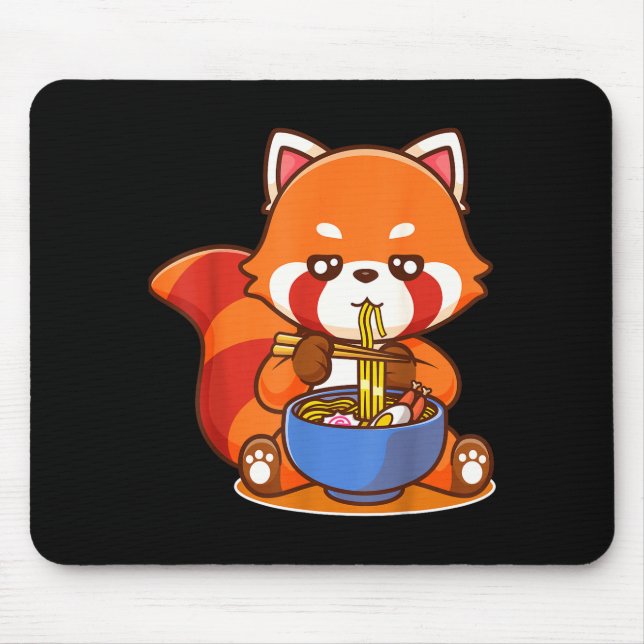 Red Panda Eating Ramen Japanese Soup Zoo Animal Zo Mousepad (Vorne)