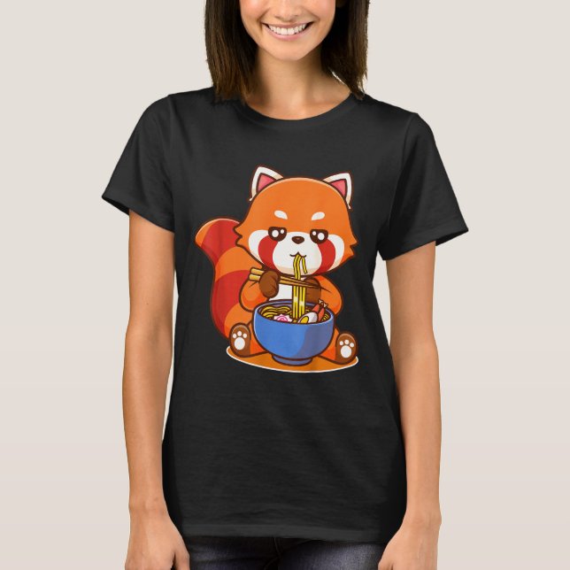 Red Panda Eating Ramen Japanese Soup Zoo Animal Zo T-Shirt (Vorderseite)