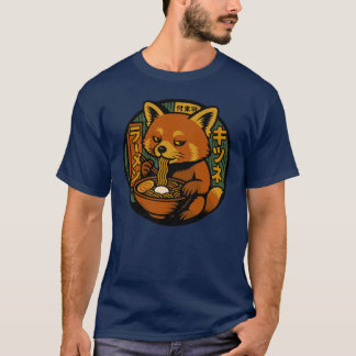 Red Panda Eating Ramen Vintag Comic Style T-Shirt