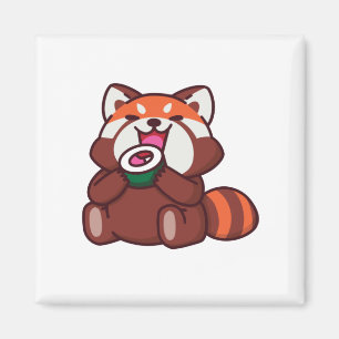 Red Panda Eating Sushi Magnet