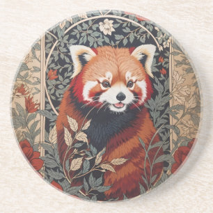 Red Panda Elegant William Morris Inspirierte flora Getränkeuntersetzer