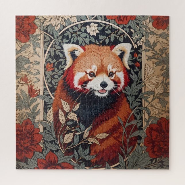 Red Panda Elegant William Morris Inspirierte flora Puzzle (Vertikal)