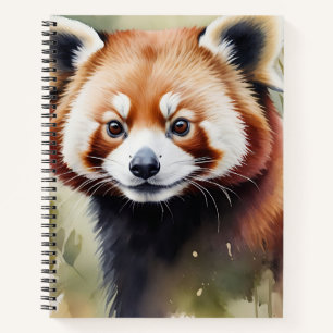 Red Panda Face in einer zarten Wasserfarbe Notizbuch