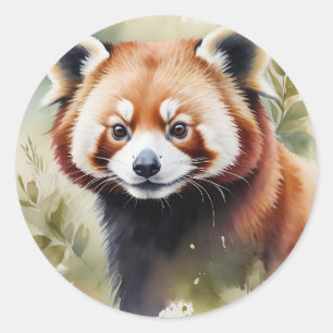 Red Panda Face in einer zarten Wasserfarbe Runder Aufkleber
