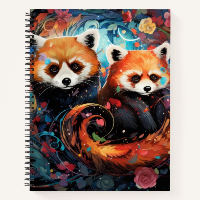 Red Panda farbenfrohe Tierzauberei Notizbuch (Vorderseite)