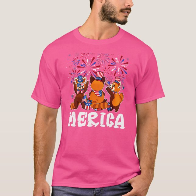 Red Panda Fireworks Sonnenbrille Hat Merica 4th of T-Shirt (Vorderseite)