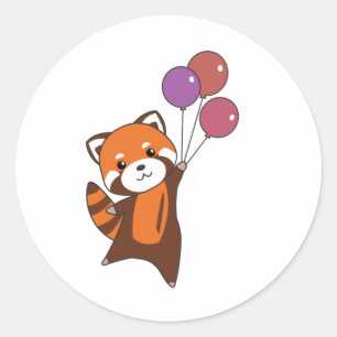 Red Panda fliegt Balloons Niedlicher Tiere für Kin Runder Aufkleber