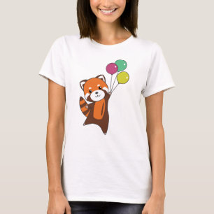 Red Panda fliegt Balloons Niedlicher Tiere für Kin T-Shirt