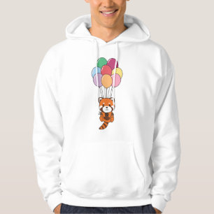 Red Panda fliegt mit farbenfrohen Balloons Hoodie