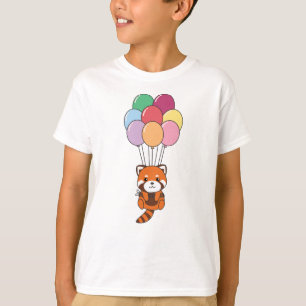 Red Panda fliegt mit farbenfrohen Balloons T-Shirt