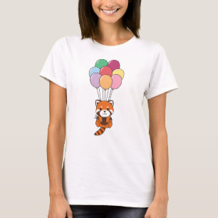 Red Panda fliegt mit farbenfrohen Balloons T-Shirt