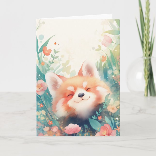 Red Panda Floral Playground Karte (Vorderseite)