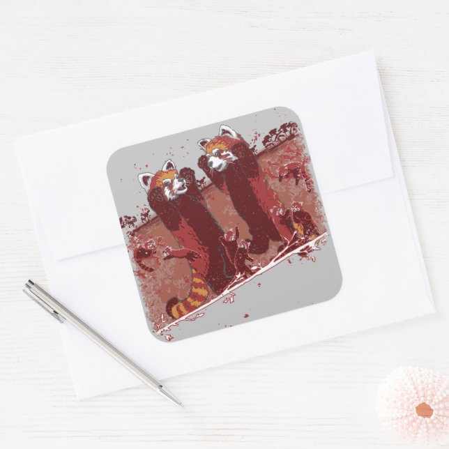 Red Panda Fury Quadratischer Aufkleber (Umschlag)