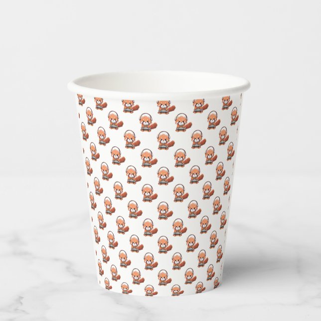 Red Panda Gamer Paper Cups Pappbecher (Vorderseite)