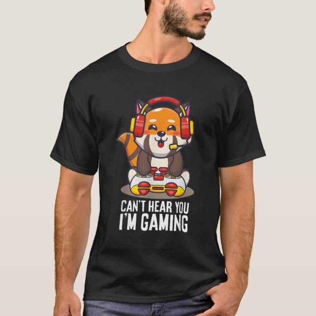 Red Panda Gaming kann nicht hören, dass ich Roter  T-Shirt (Vorderseite)