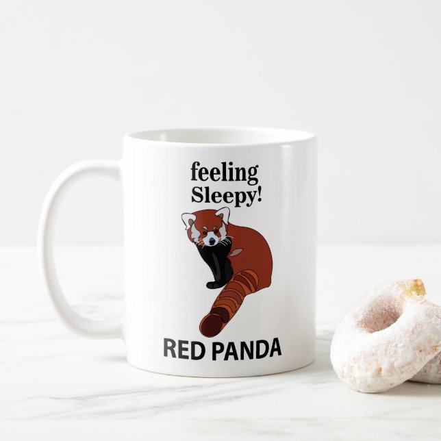 Red Panda Gefühl Sleepy Funny Red Panda Kaffeetasse (Mit Donut)