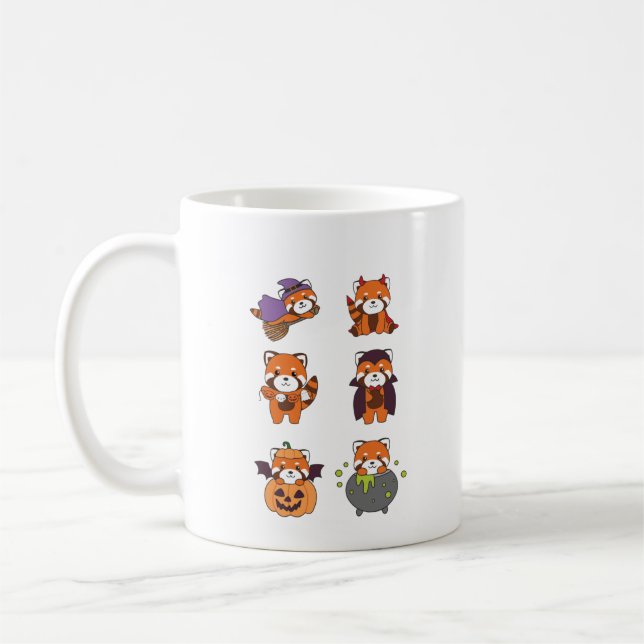 Red Panda Halloween Devil Pumpkin Vampire Costume Kaffeetasse (Links)