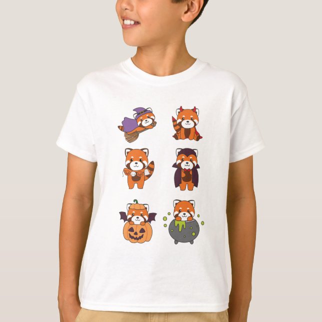 Red Panda Halloween Devil Pumpkin Vampire Costume T-Shirt (Vorderseite)