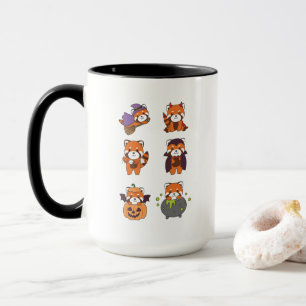 Red Panda Halloween Devil Pumpkin Vampire Costume Tasse