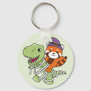 Red Panda Happy Halloween T-rex Mummy Costume Keyc Schlüsselanhänger
