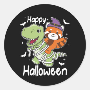 Red Panda Happy Halloween T-rex Mummy Costume Runder Aufkleber