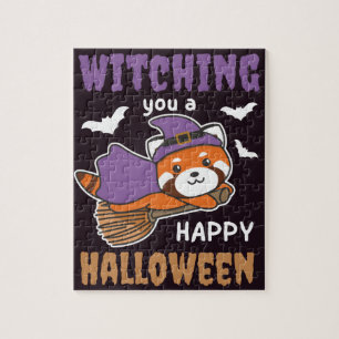 Red Panda Hexe, die dir ein glückliches Halloween  Puzzle