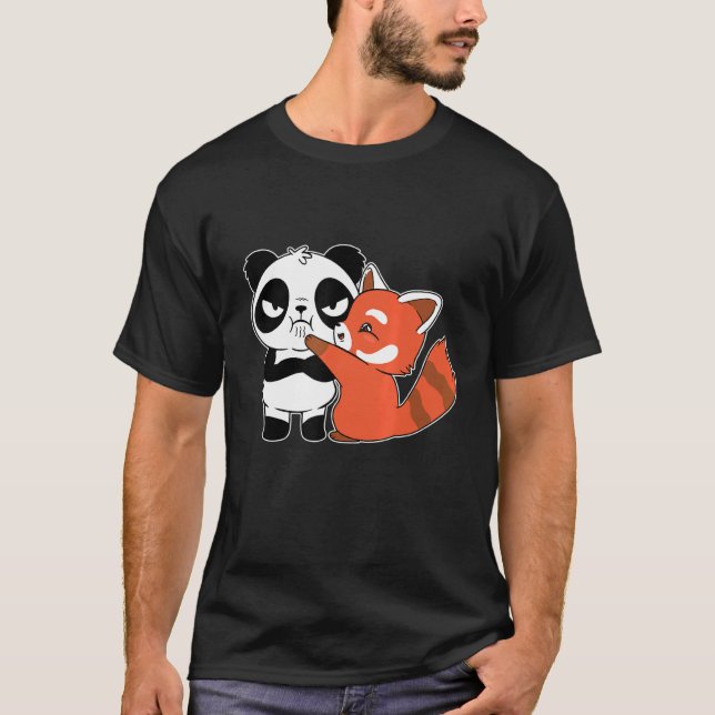 Red Panda Hugs Panda Bear Super Niedlich Panda Bea T-Shirt (Vorderseite)