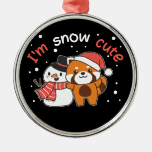 Red Panda I'm Snow Niedlich Snowman Snow Pun Keram Ornament Aus Metall