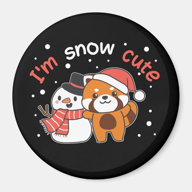 Red Panda I'm Snow Niedlich Snowman Snow Pun Magne Magnet (Vorne)