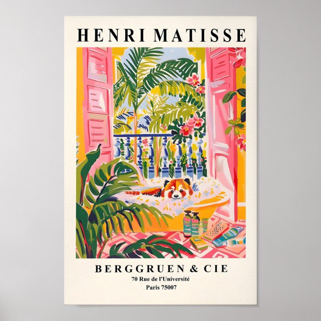 Red Panda in Bathtub Funny Poster, Matisprint, Poster (Vorne)