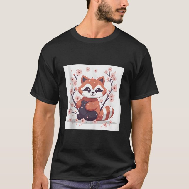 Red Panda In Cherry Blossom Garden Lovely Image T-Shirt (Vorderseite)