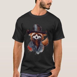 Red Panda in einem Cowboyhut Western Cowgirl Panda T-Shirt
