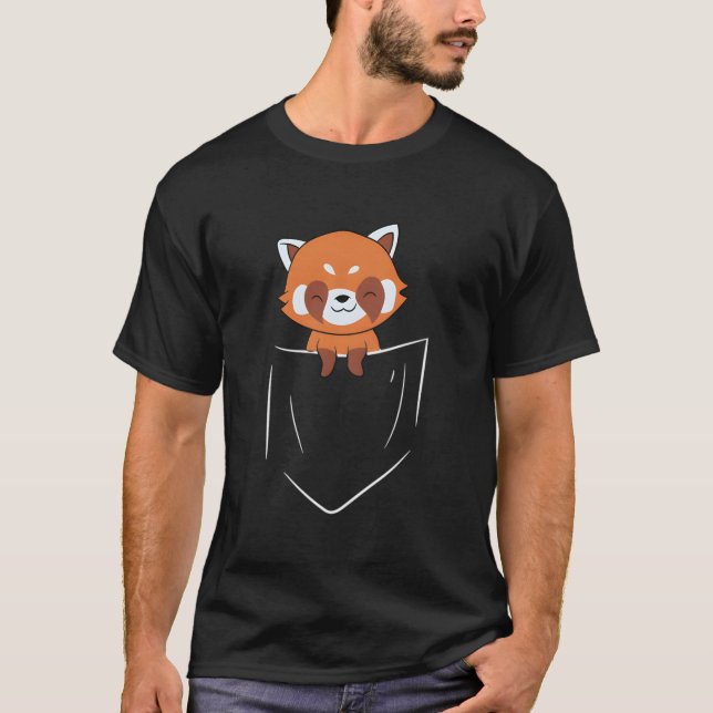 Red Panda In Pocket Animal In Pocket T-Shirt (Vorderseite)