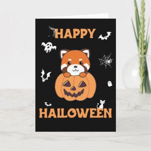 Red Panda in Pumpkin Niedlich Pandas Happy Hallowe Karte