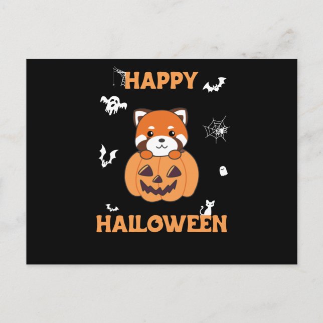 Red Panda in Pumpkin Niedlich Pandas Happy Hallowe Postkarte (Vorderseite)