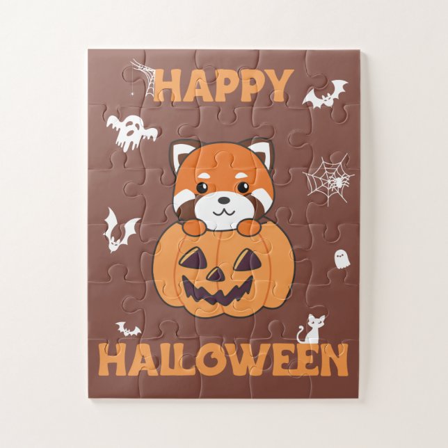 Red Panda in Pumpkin Niedlich Pandas Happy Hallowe Puzzle (Vertikal)