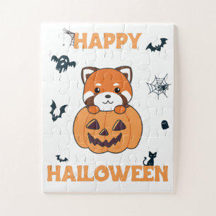 Red Panda in Pumpkin Niedlich Pandas Happy Hallowe Puzzle