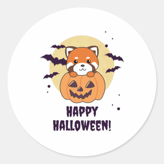 Red Panda in Pumpkin Niedlich Pandas Happy Hallowe Runder Aufkleber (Vorderseite)