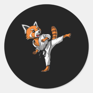 Red Panda Karate Ninja Martial Arts Kickboxing Tae Runder Aufkleber