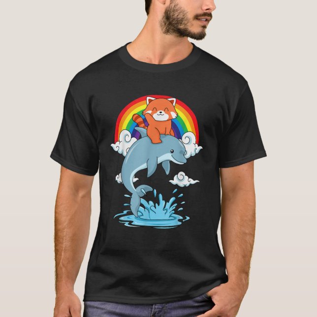 Red Panda Kids Kawaii Red Panda Dolphin Red Panda T-Shirt (Vorderseite)