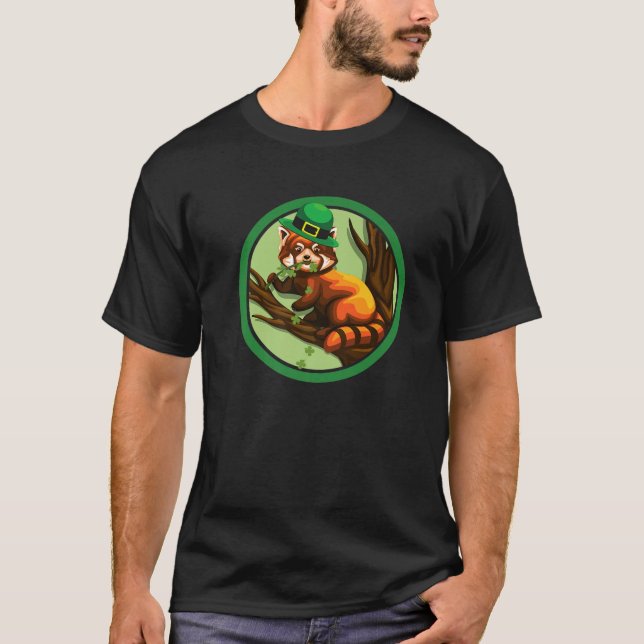 Red Panda Leprechaun St Patricks Day Boys Girls T-Shirt (Vorderseite)