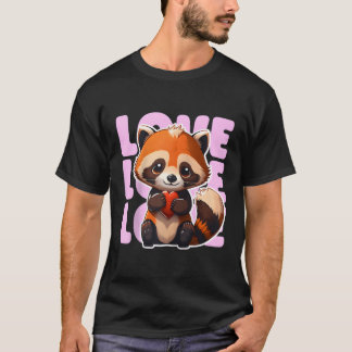Red Panda Liebe Adorable Red Panda hält einen rote T-Shirt
