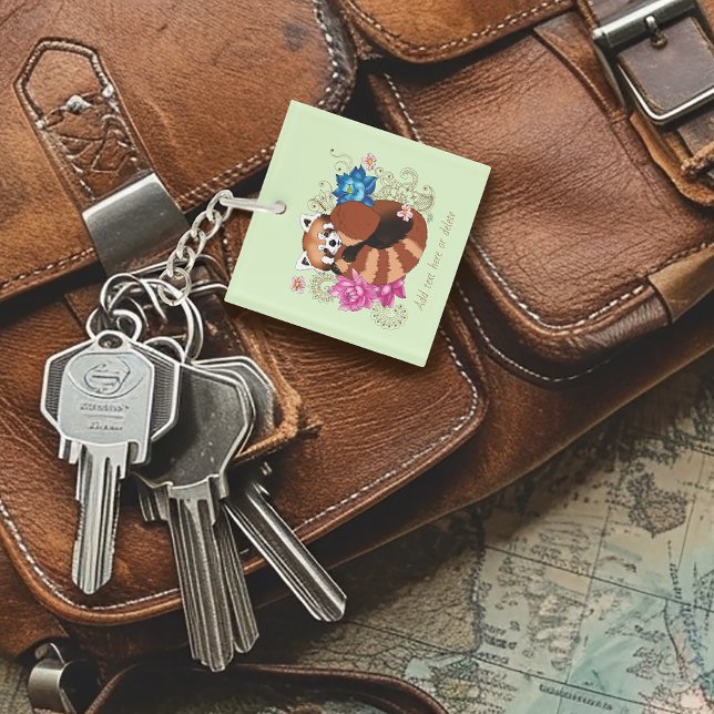 Red Panda Lotus Blume Henna Business-Logo Schlüsselanhänger (Von Creator hochgeladen)