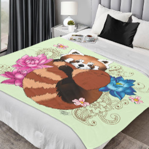 Red Panda Lotus Blume Henna Fleecedecke