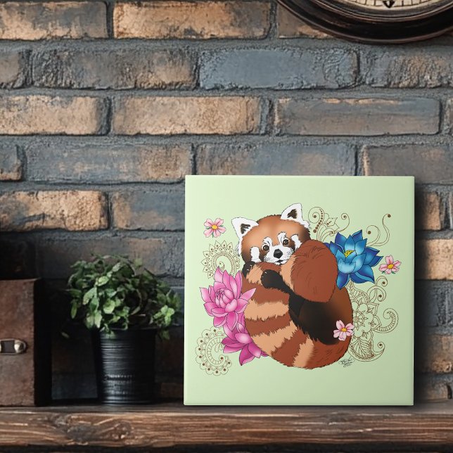 Red Panda Lotus Blume Henna Fliese (Von Creator hochgeladen)