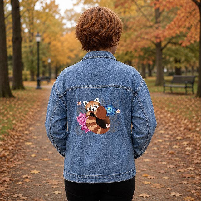 Red Panda Lotus Blume Henna Jeansjacke (Von Creator hochgeladen)