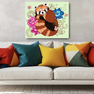 Red Panda Lotus Blume Henna Poster