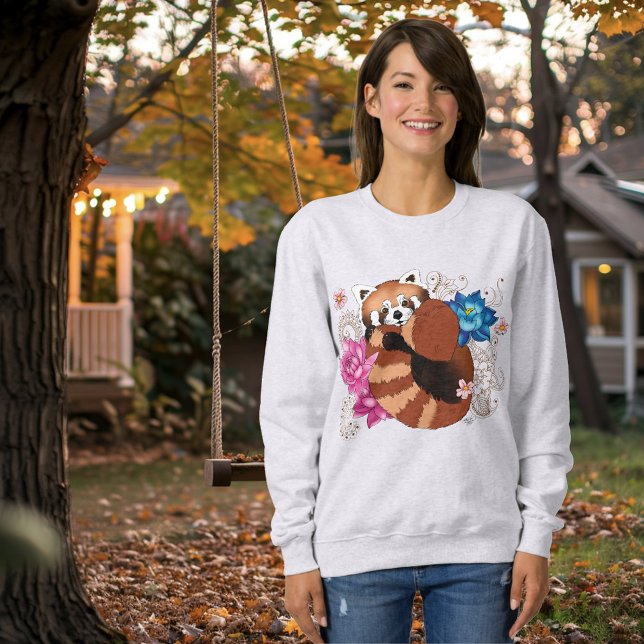 Red Panda Lotus Blume Henna Sweatshirt (Von Creator hochgeladen)